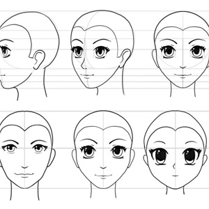 how to draw anime head face