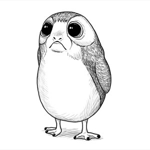 how to draw a porg star wars