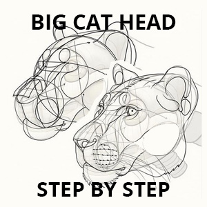 how to draw big cat head