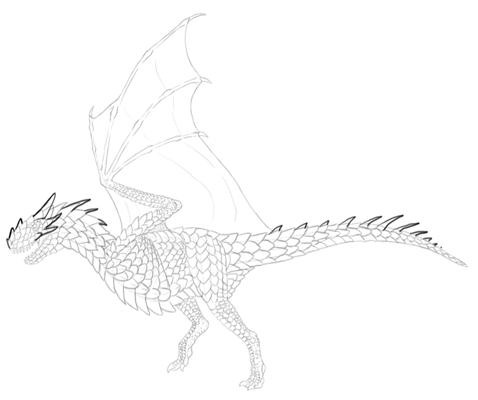 line drawings of dragons