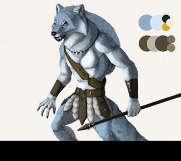 Design a Model Sheet of a Werewolf Warrior in Adobe Photoshop: Painting