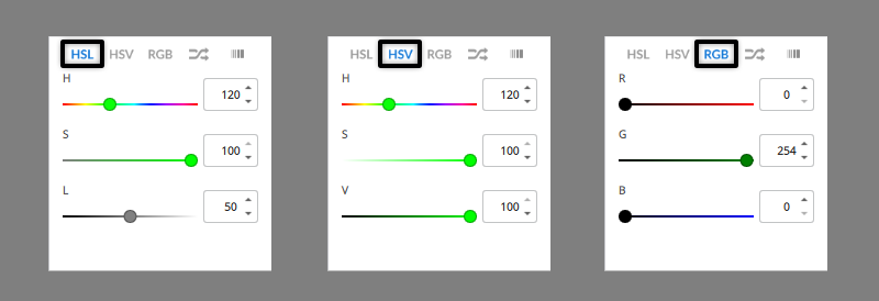 color sliders modes