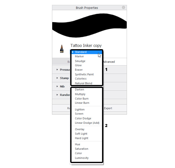 blend modes in sketchbook