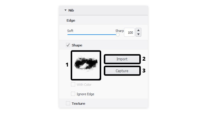 import brush shape sketchbook