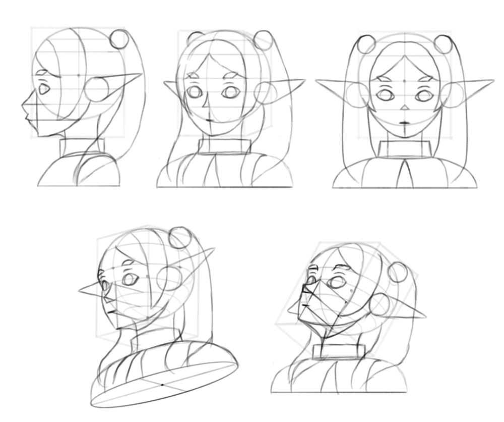 how to draw anime head proportions in perspective