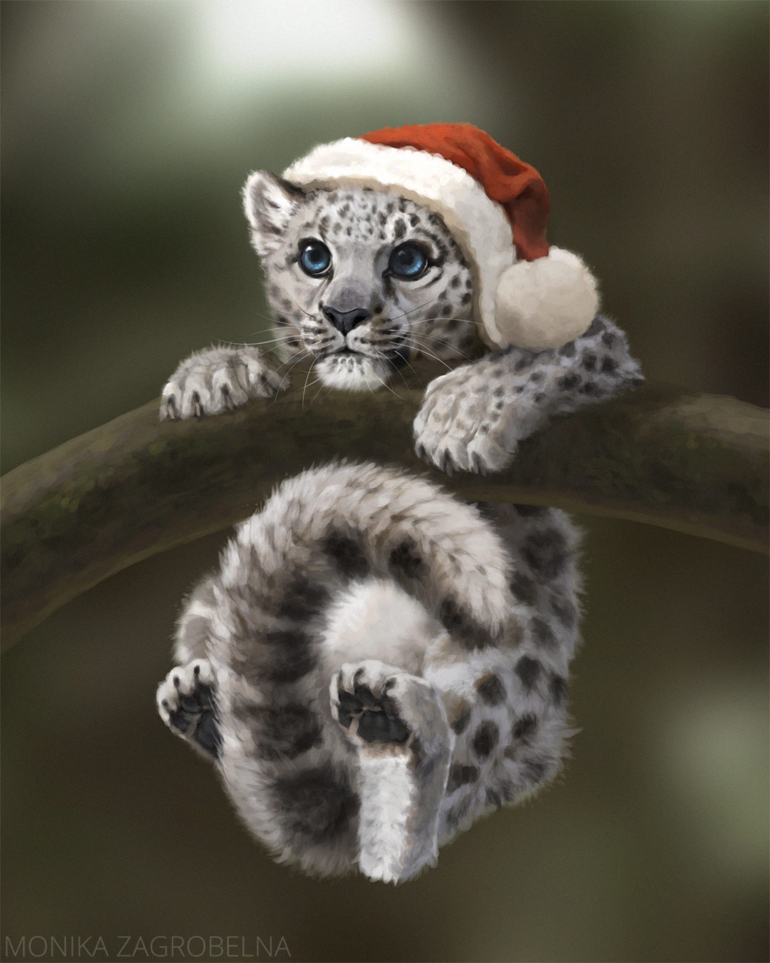 christmas snow leopard cub