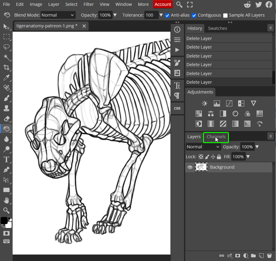 where's channels tab in photopea